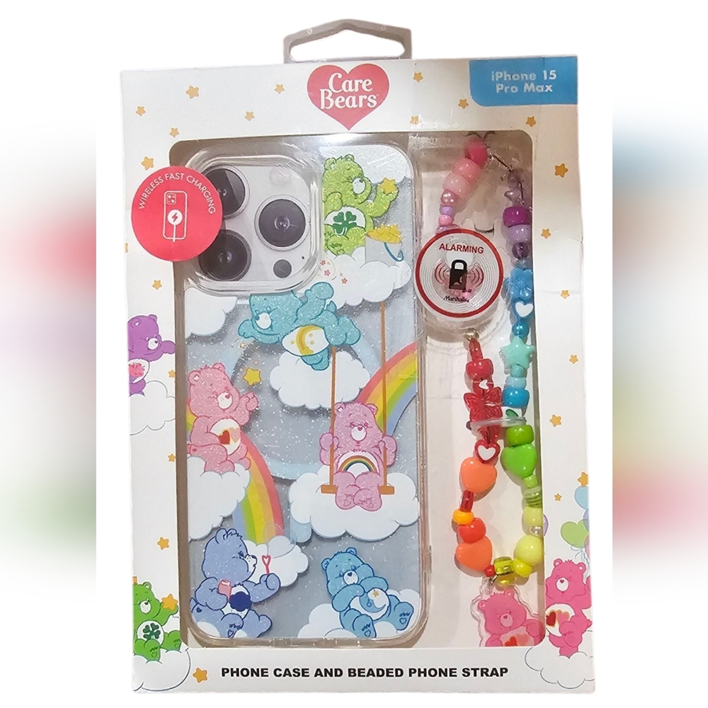 Skinny Dip - NEW Care Bears Rainbow IPhone 15 Pro Max Case w/ Beaded Strap